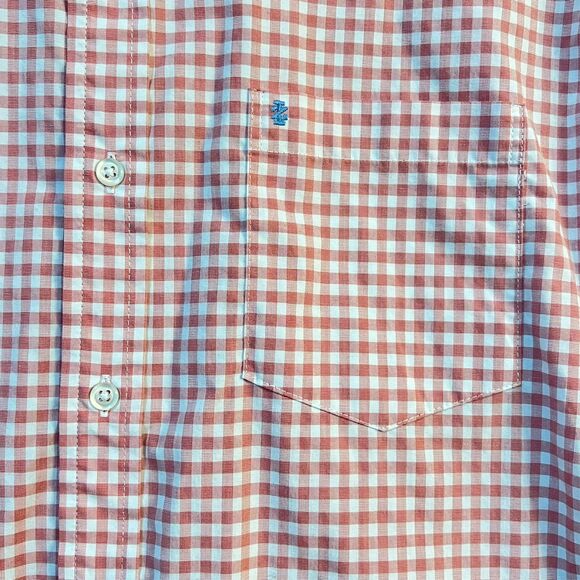 IZOD Men’s Dress Shirt LG Multi color checked White, Pink, Plaid Work, Dress - Picture 3 of 7
